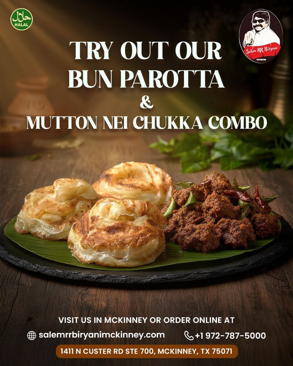 Try our Bun Parotta and Mutton Nei Chukka combo
